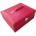 Caja de caja de cuero de imitación roja para accesorios para teléfonos
